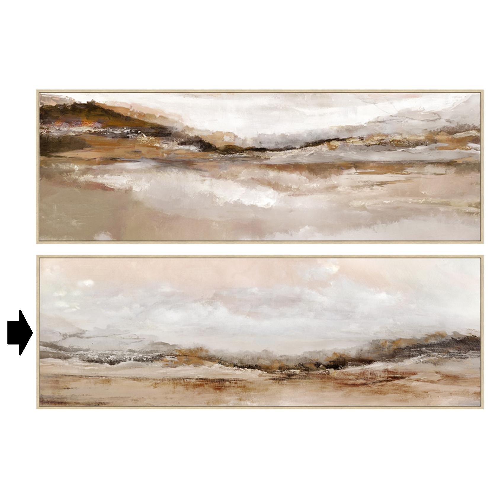 QUADRO ABSTRATO BEGE/DOURADO 153X53Cm