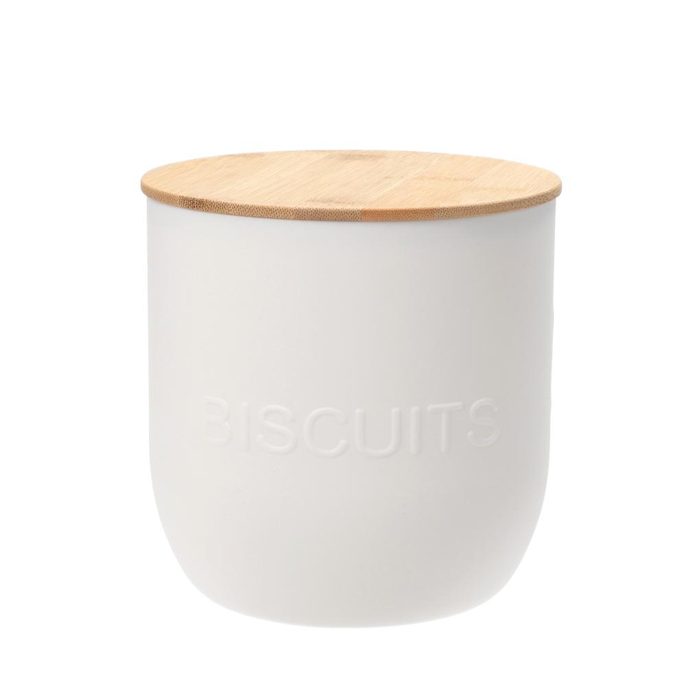 POTE BISCOITOS BRANCO/BAMBU 15X15X15CM