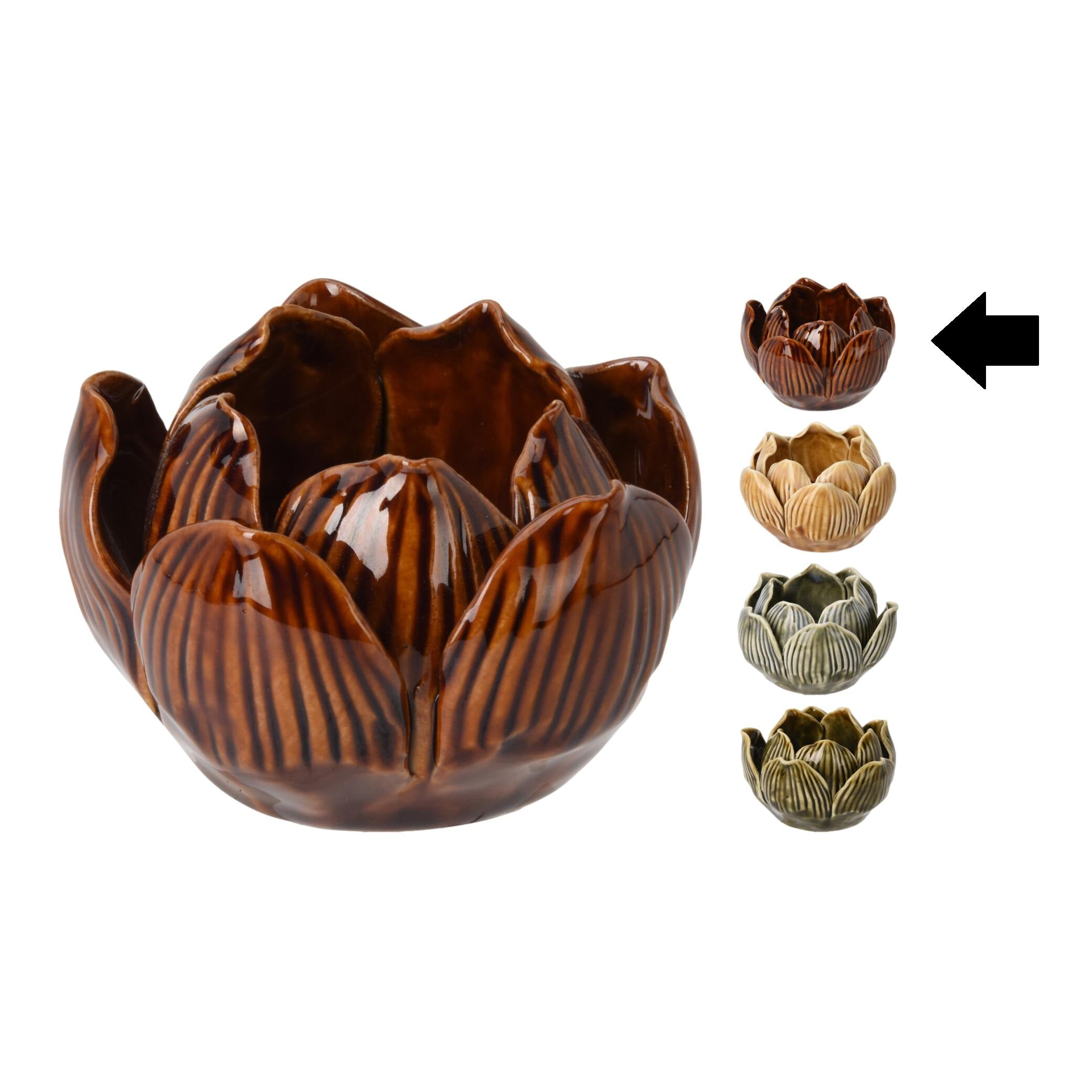 CASTIÇAL FLOR LOTUS CASTANHO 5,6Cm