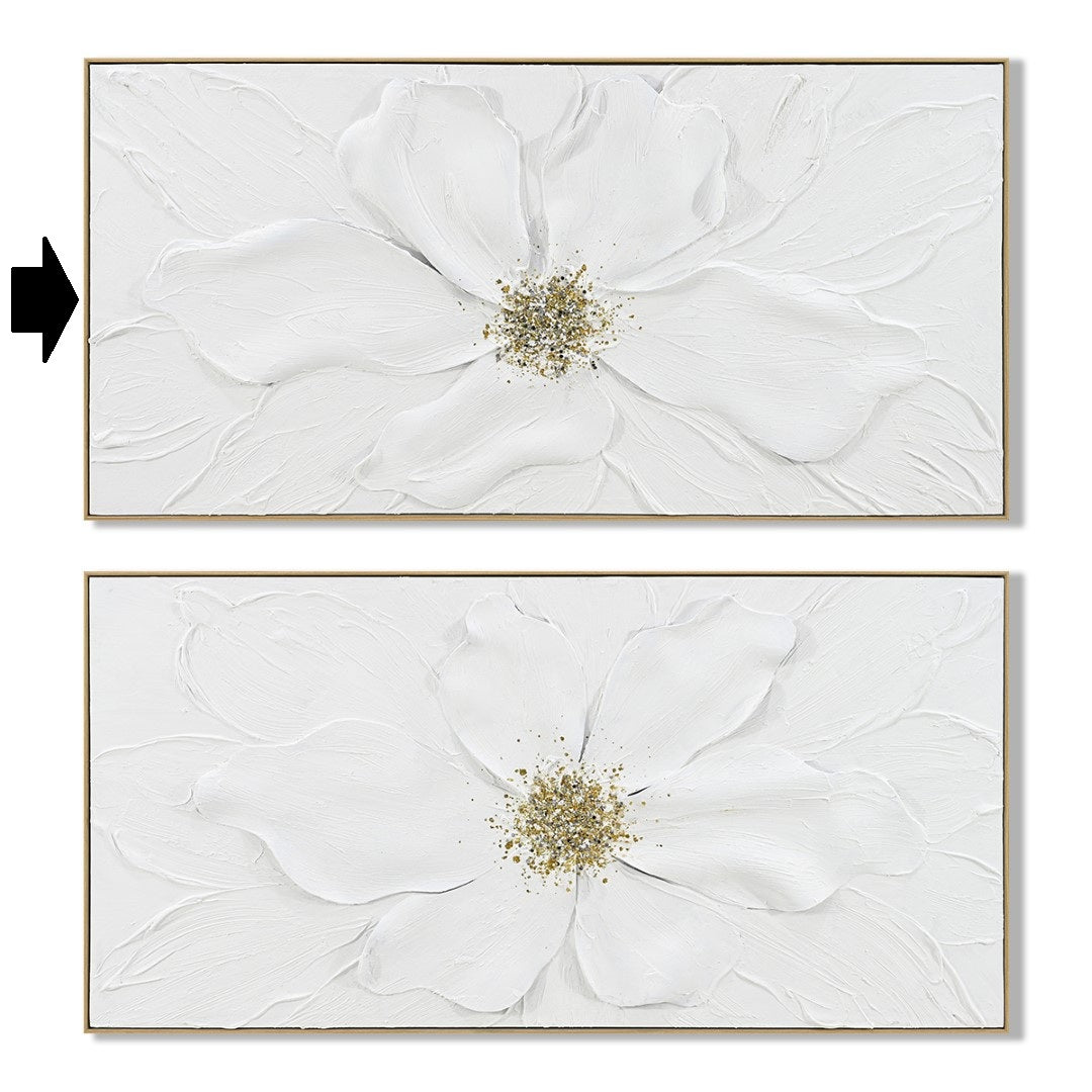 QUADRO FLOR BRANCA 142X72Cm