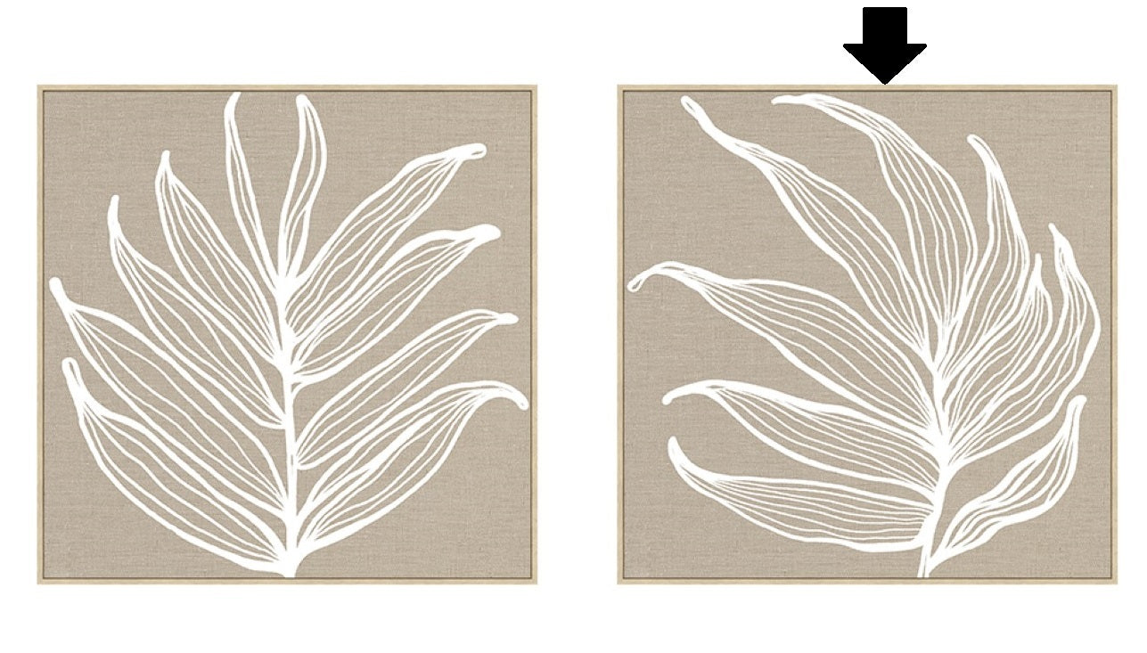 QUADRO FOLHA BEGE/BRANCO 83X83Cm
