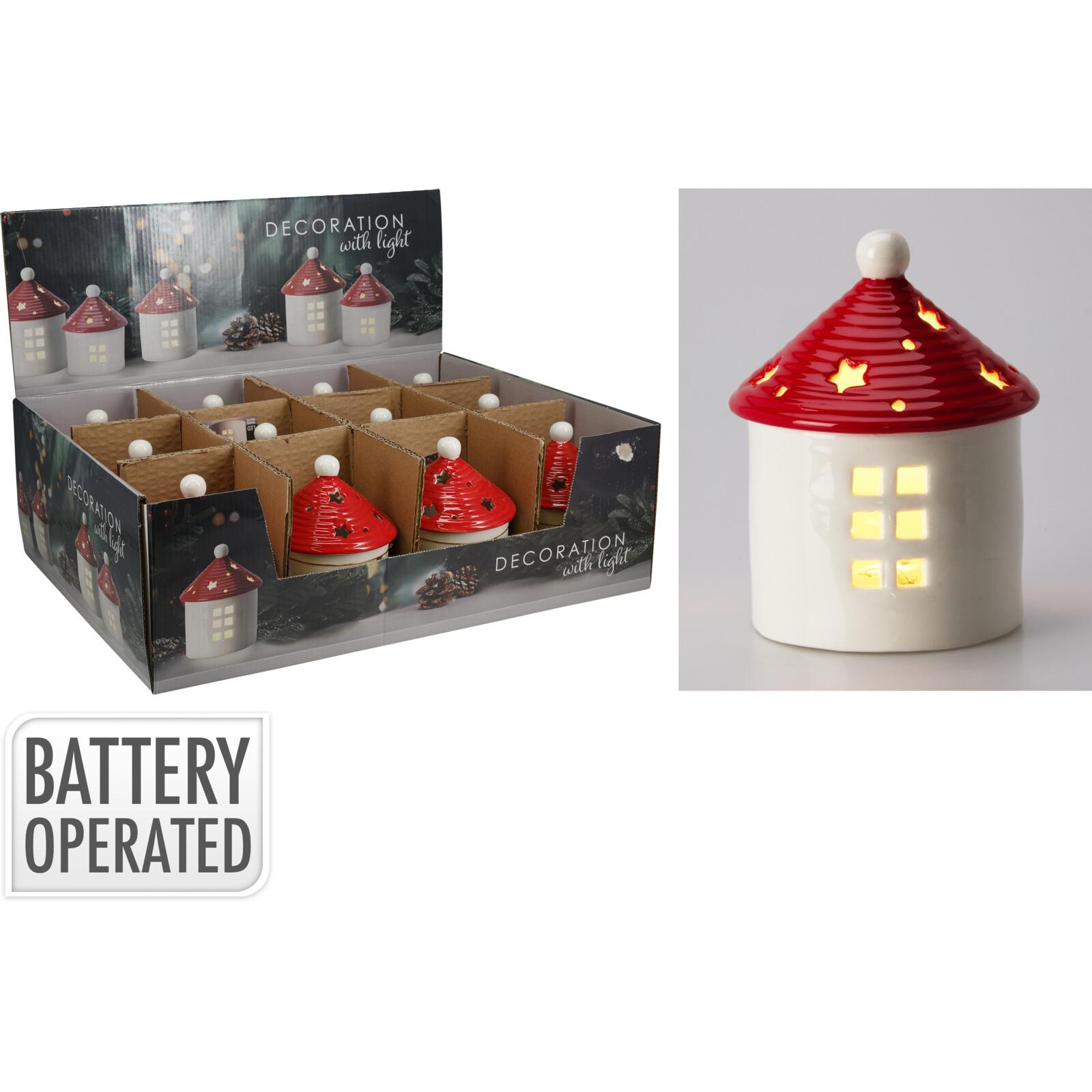 CASA BRANCA/VERMELHA C/ LED 13Cm