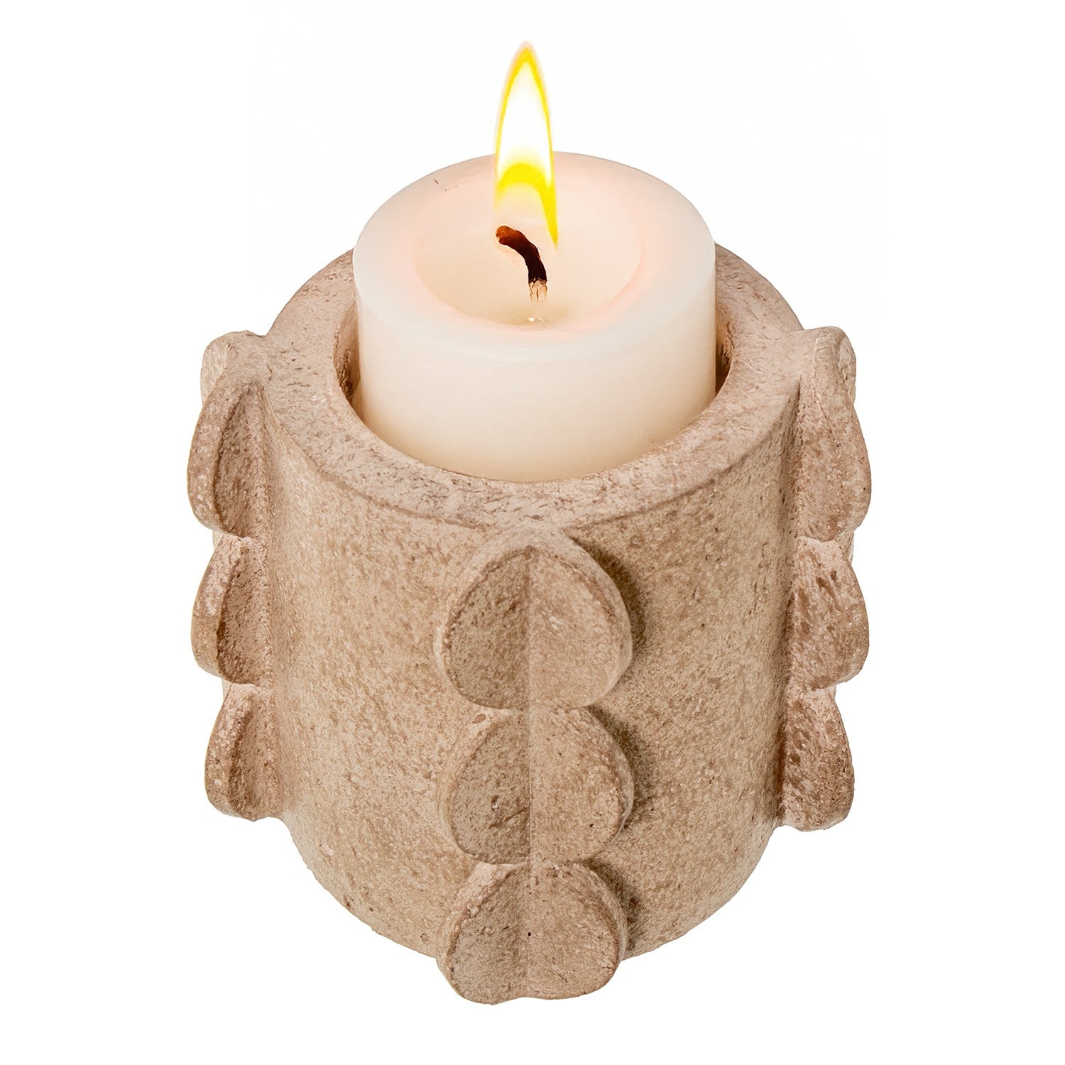 CASTIÇAL BEGE 12,5X12,5X12Cm