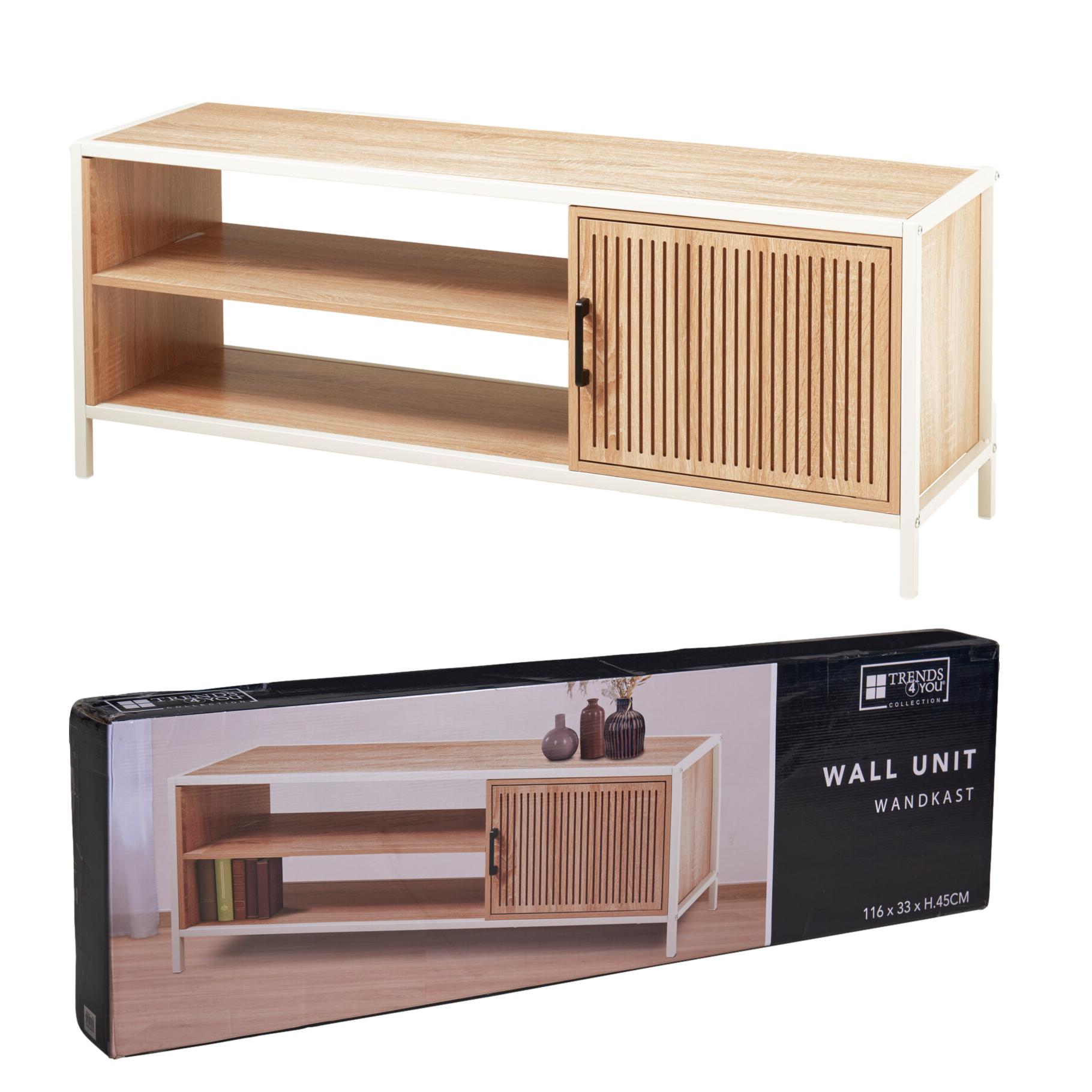 MÓVEL TV MADEIRA/BRANCO 116x33x45CM