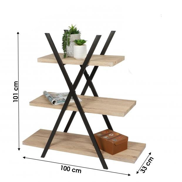 ESTANTE MADEIRA/METAL 100X33X101CM