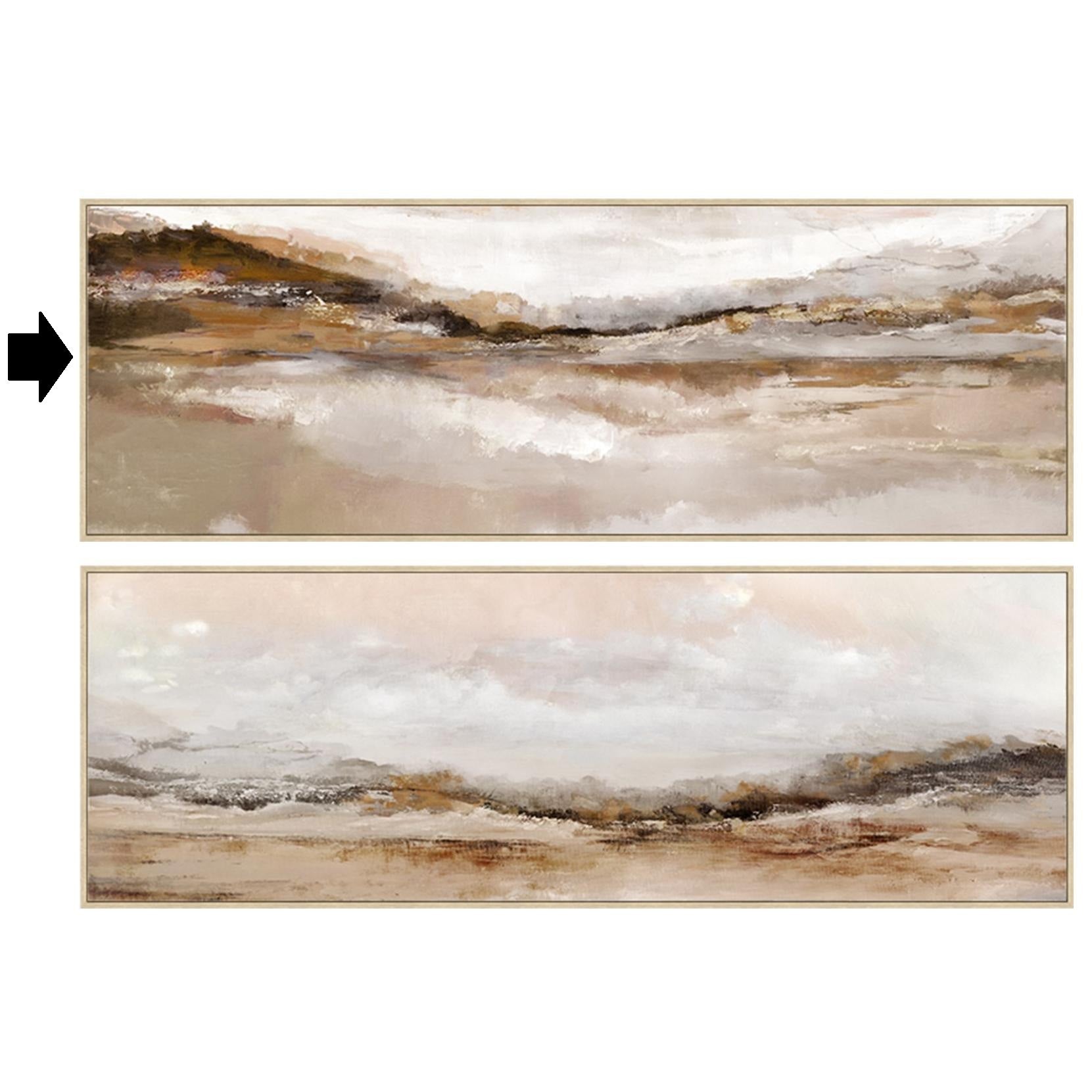 QUADRO ABSTRATO BEGE/DOURADO 153X53Cm