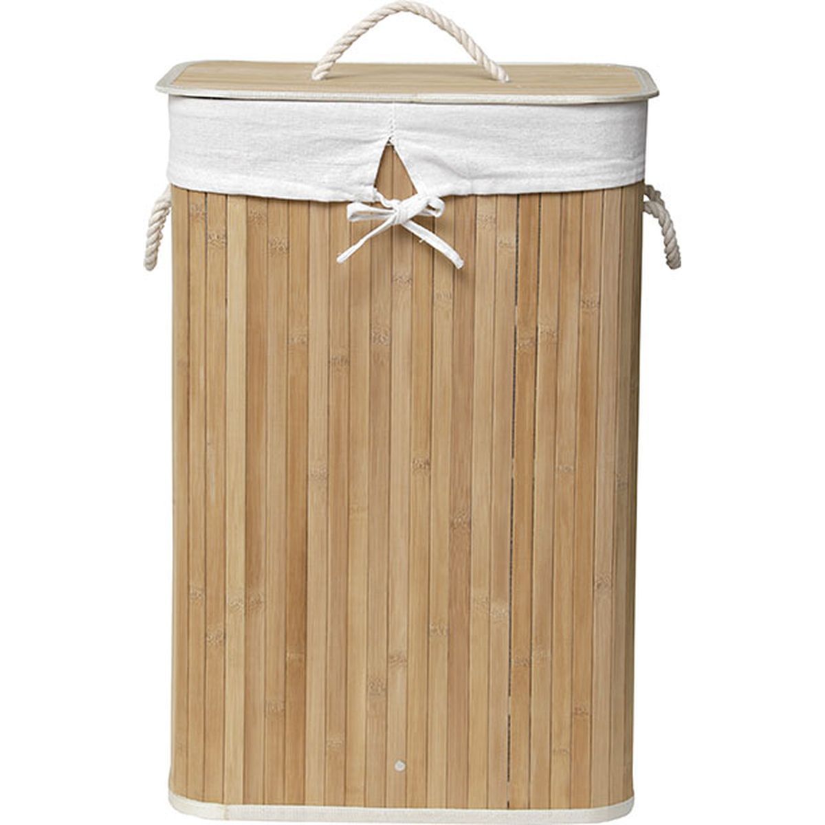 CESTO ROUPA RETANGULAR BAMBU/BEGE 42X32X61CM