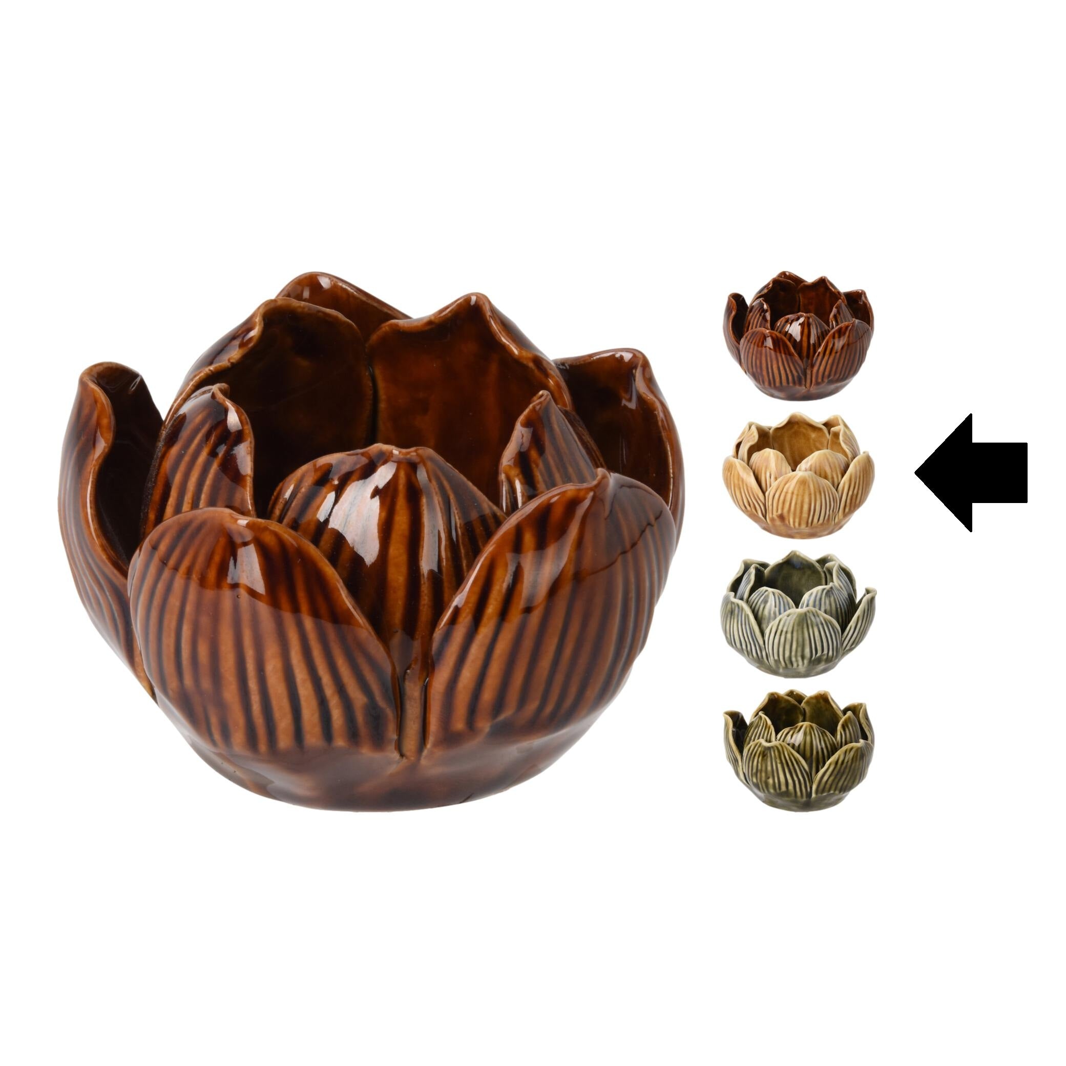 CASTIÇAL FLOR LOTUS MOSTARDA 5,6Cm