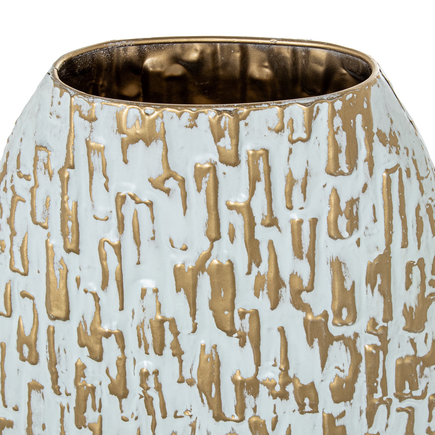 JARRA METAL BRANCA/DOURADA 30X10X50CM
