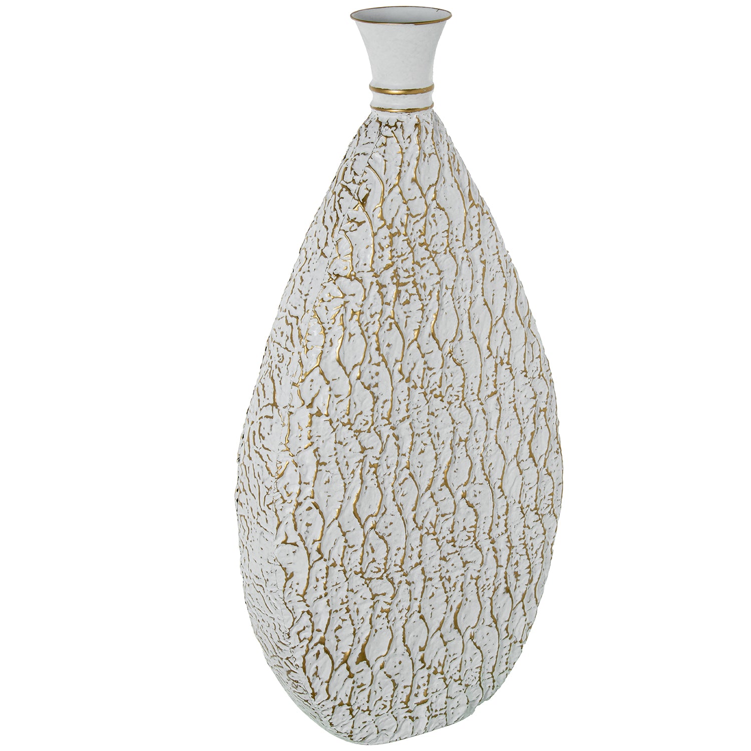 JARRA METAL BRANCA/DOURADA 50X15X95CM