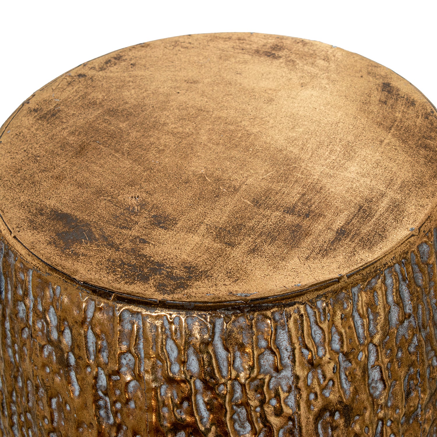 TAMBORETE METAL DOURADO 30X36CM
