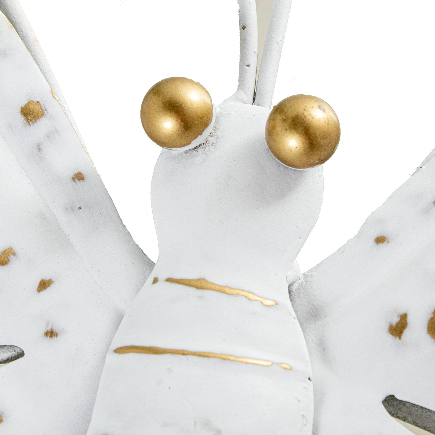 BORBOLETA METAL BRANCO/DOURADO 56X40,5Cm