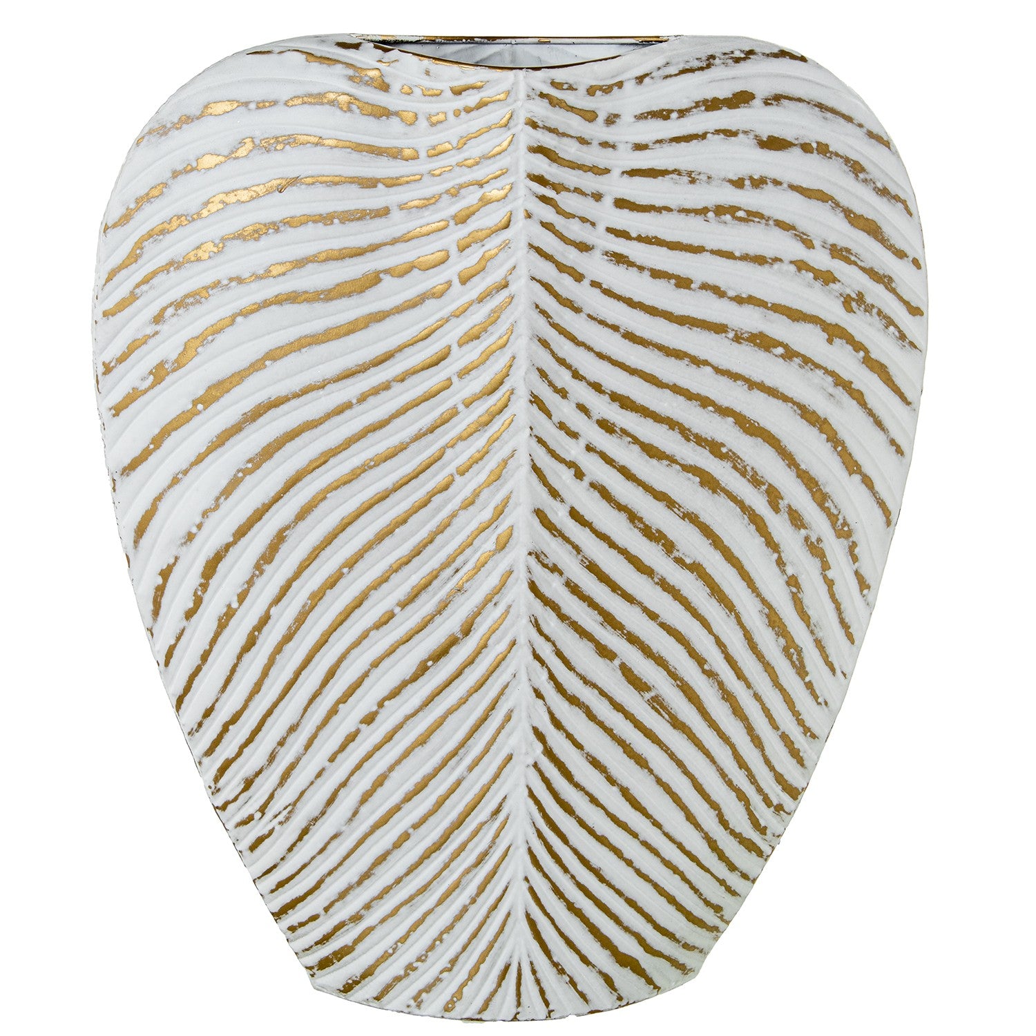 JARRÓN BLANCO/DORADO 41,5X10,5X49Cm