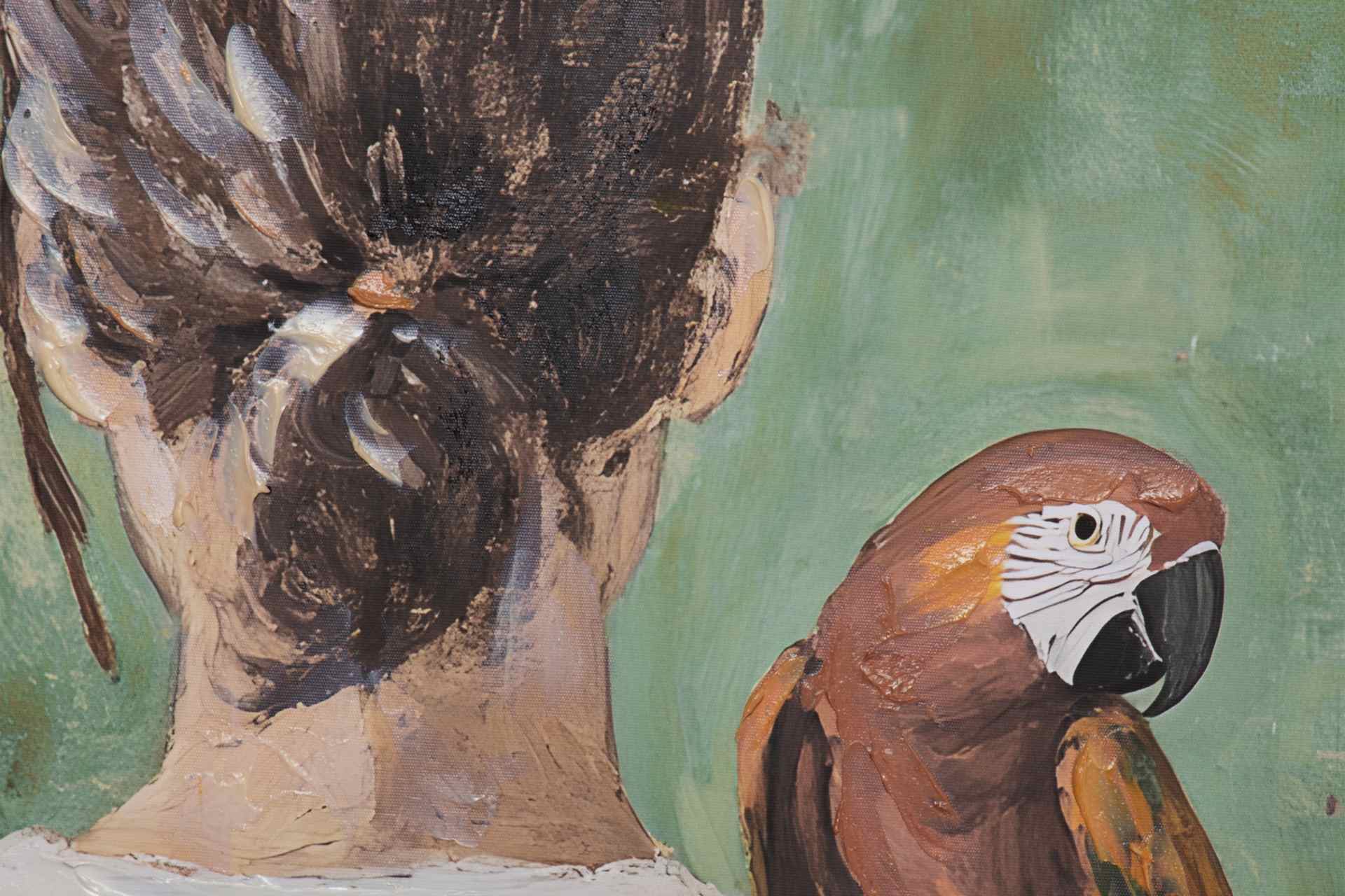 QUADRO MULHER/PAPAGAIO 83X123Cm
