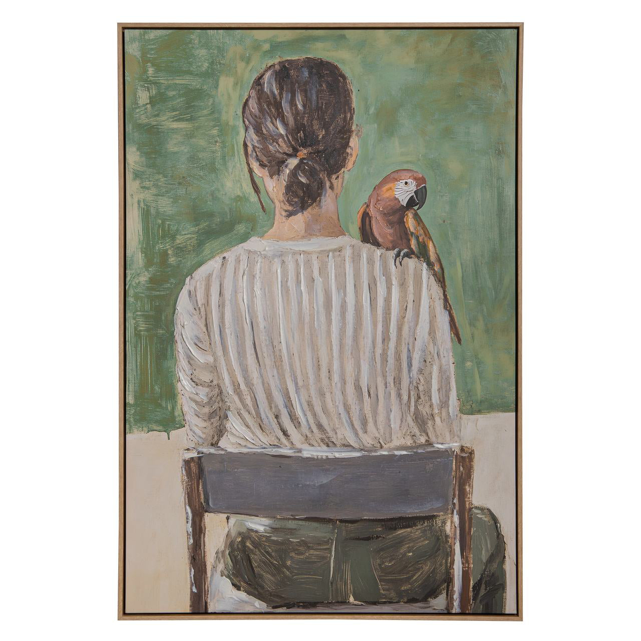 QUADRO MULHER/PAPAGAIO 83X123Cm