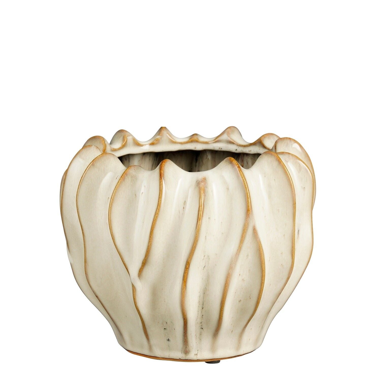 JARRÓN BEIGE/MARRÓN 21,5X17Cm