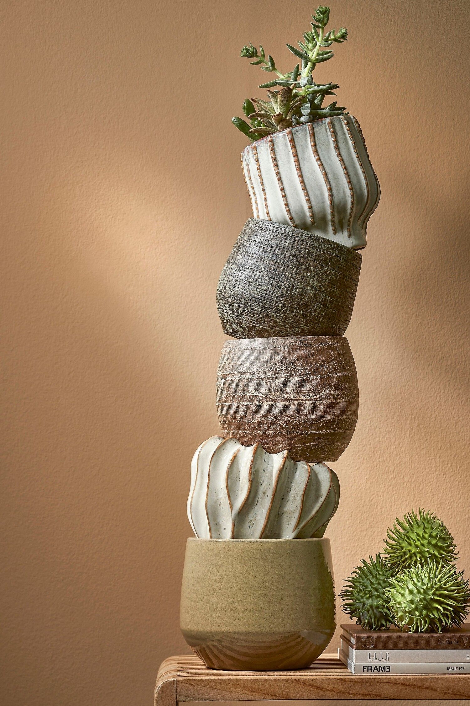 JARRÓN BEIGE/MARRÓN 21,5X17Cm