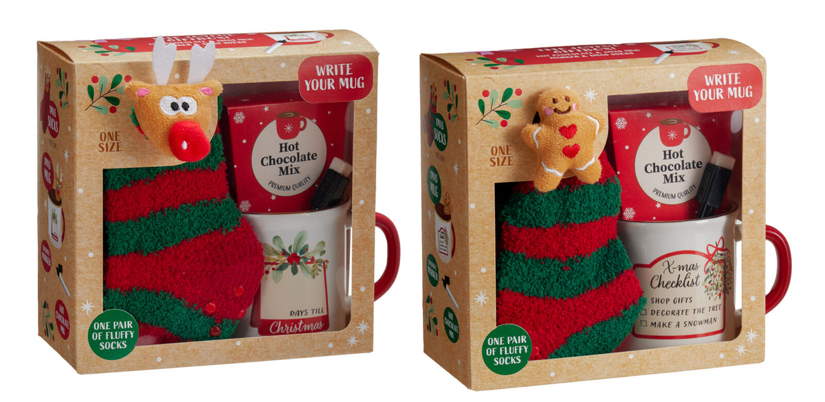 CANECA + CHOCOLATE QUENTE + MEIAS + CANETA