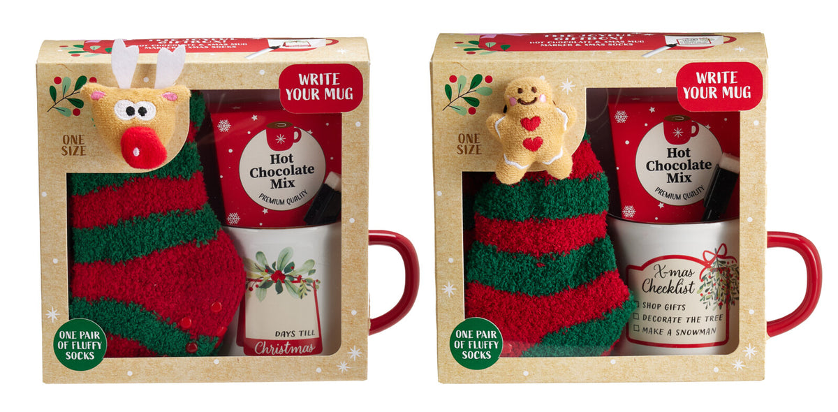 CANECA + CHOCOLATE QUENTE + MEIAS + CANETA