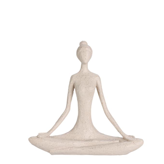 ESTATUETA YOGA BEGE 19X5X18,5CM