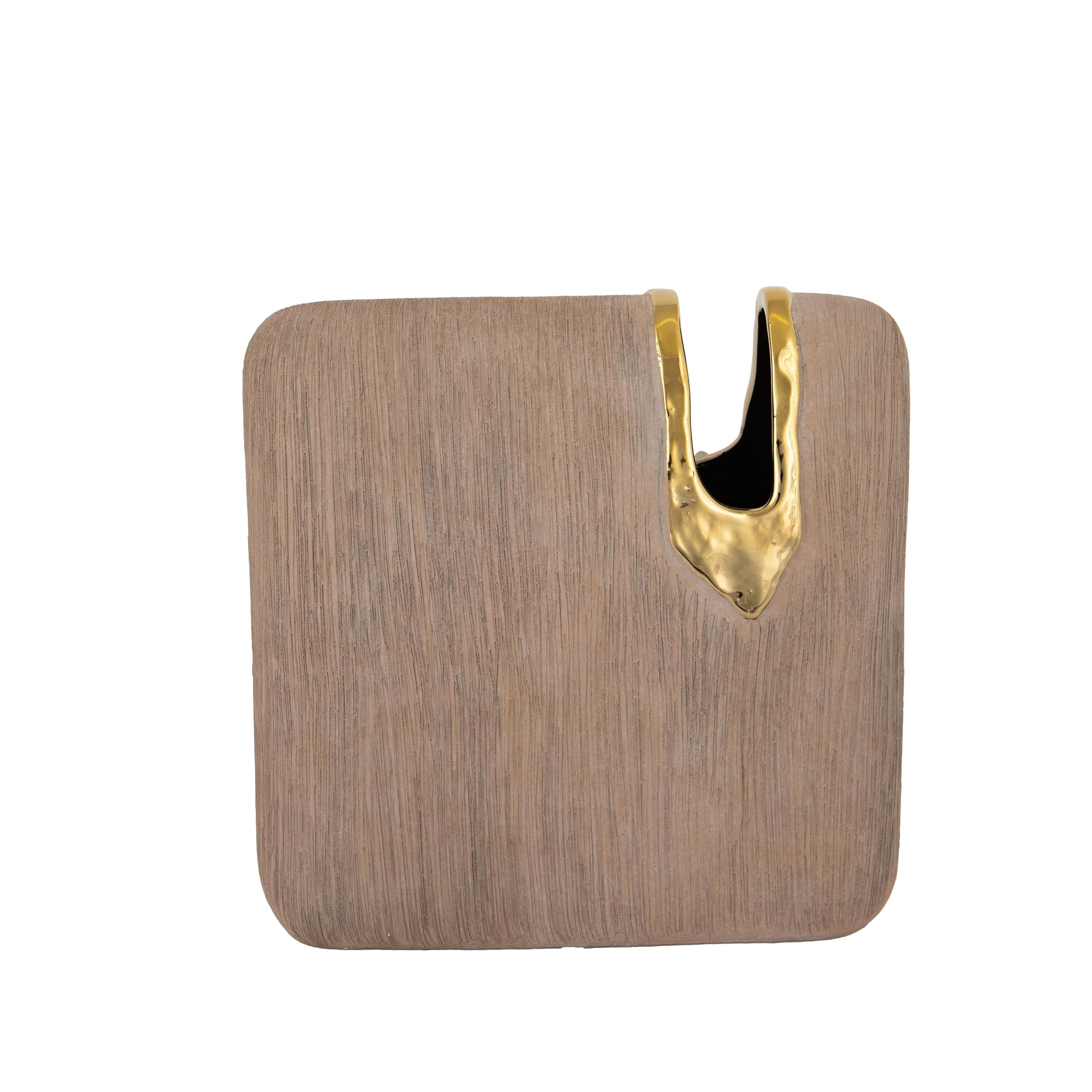 JARRA BEGE/DOURADA 25,5X9X25,5CM