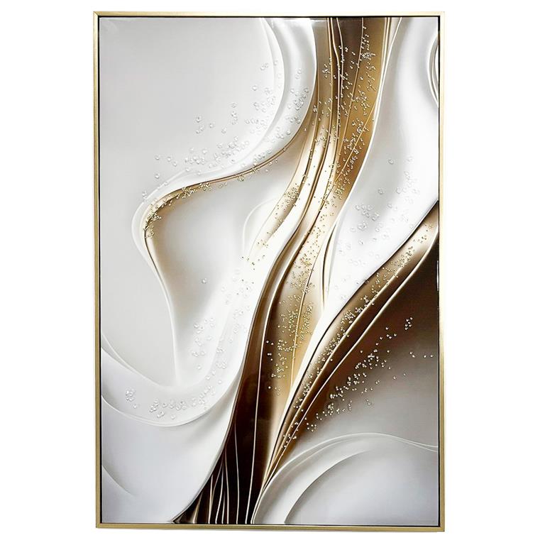 QUADRO ABSTRATO DOURADO/CASTANHO 62X92CM