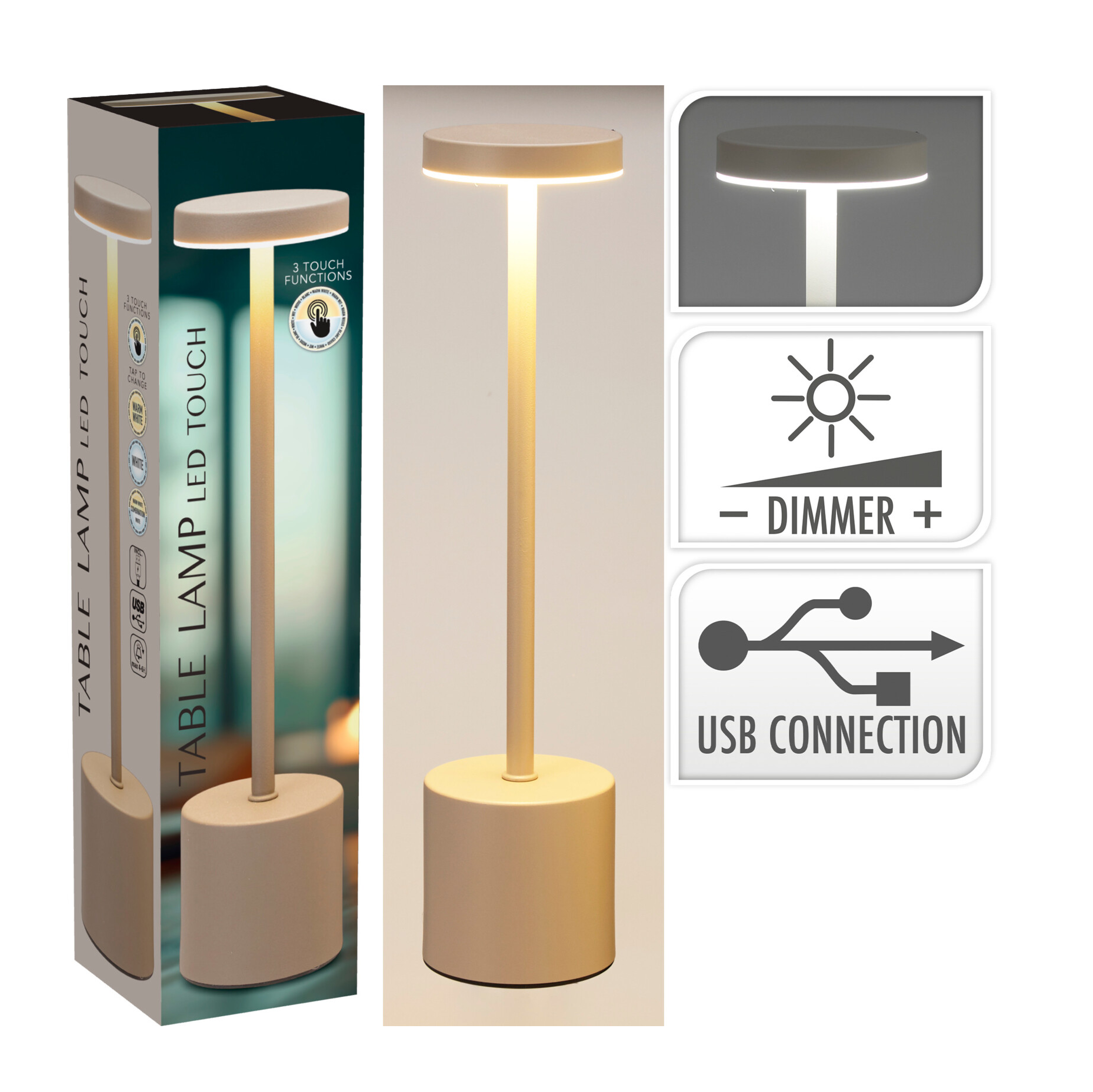 CANDEEIRO TOUCH CREME 8x34CM