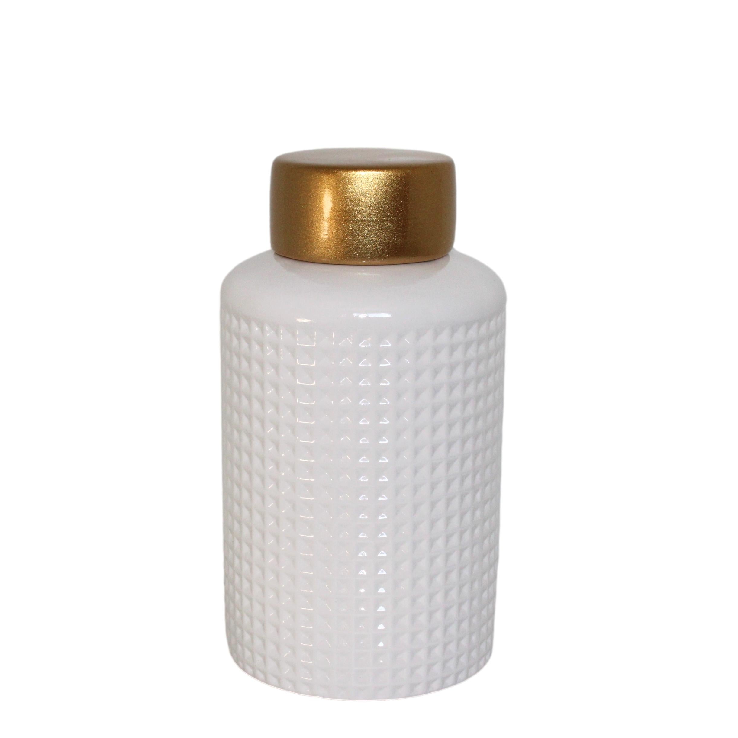 POTE BRANCO/DOURADO 15X26CM