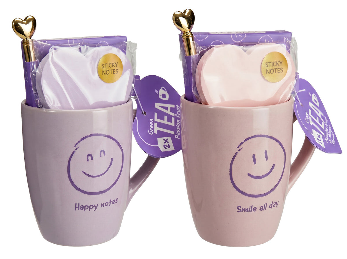 CANECA + CHÁ + BLOCO DE NOTAS