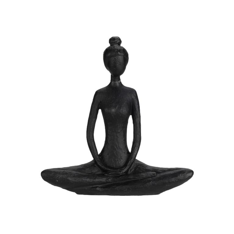 ESTATUETA YOGA PRETA 13X4X14CM