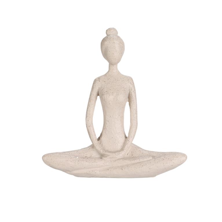 ESTATUETA YOGA BEGE 13X4X14CM