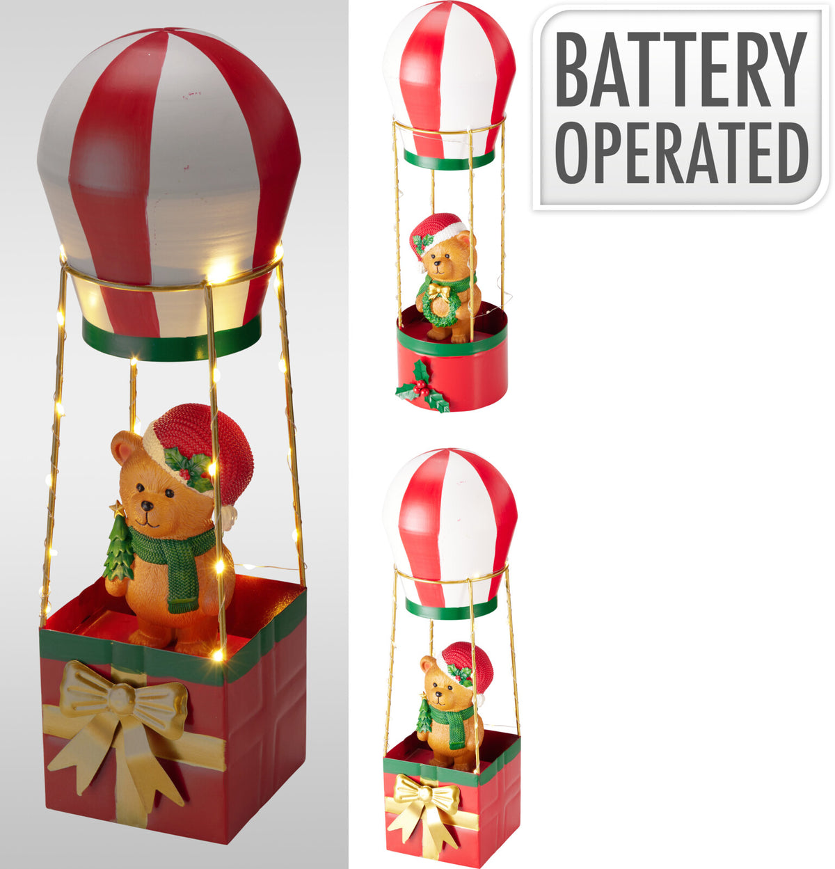 BALÃO AR QUENTE E URSO C/ LED 37Cm