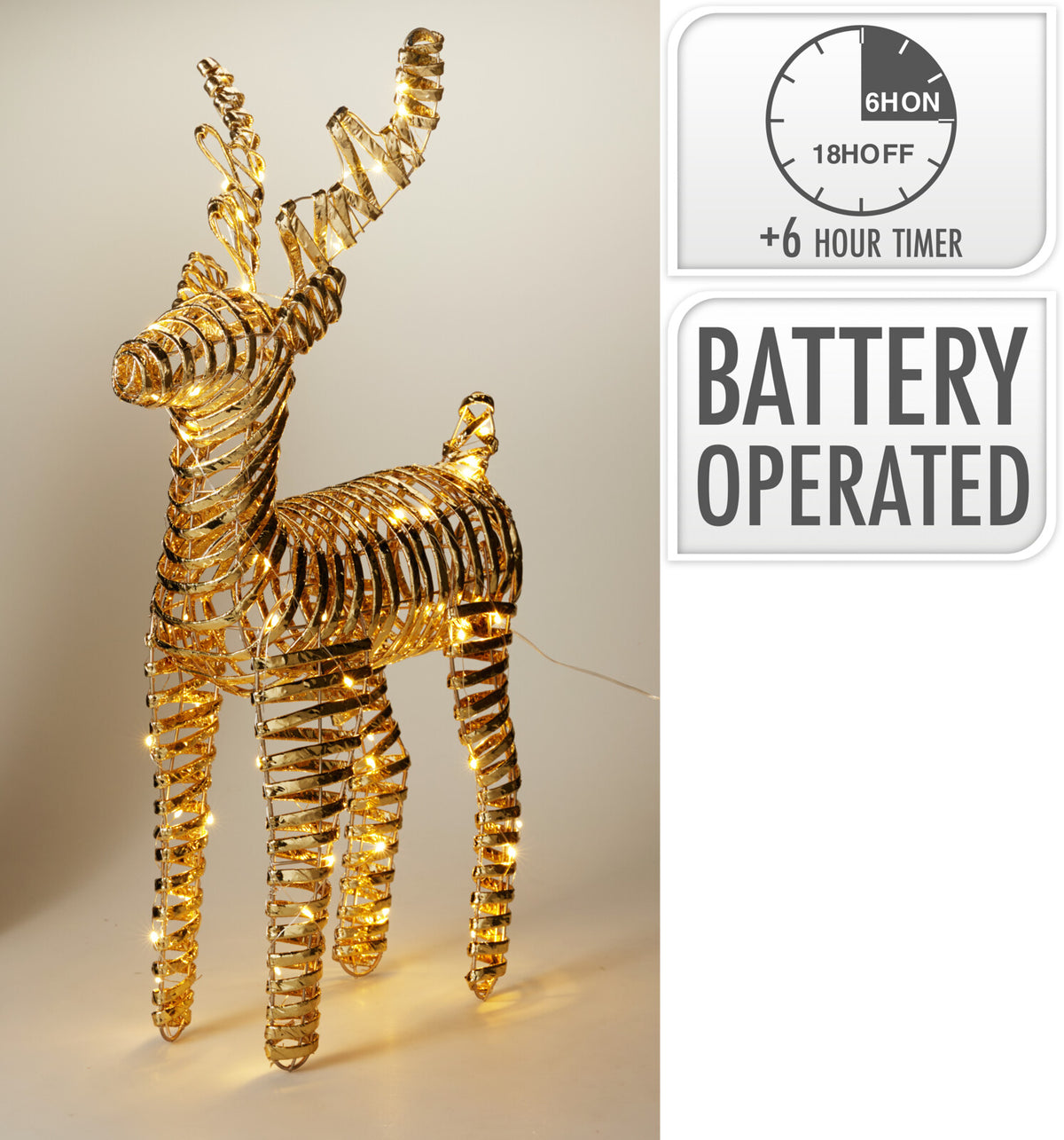 RENA DOURADA C/ LED 60Cm