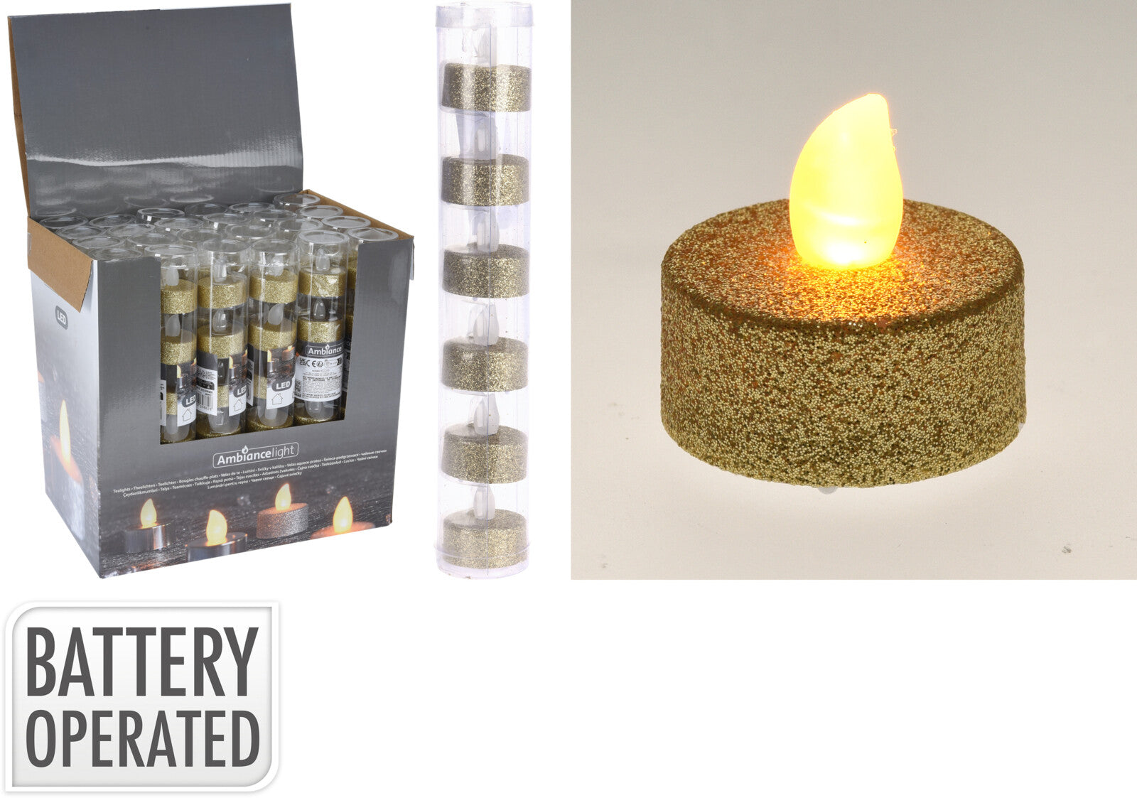 CONJ. 6 VELAS LED DOURADAS 3,5Cm