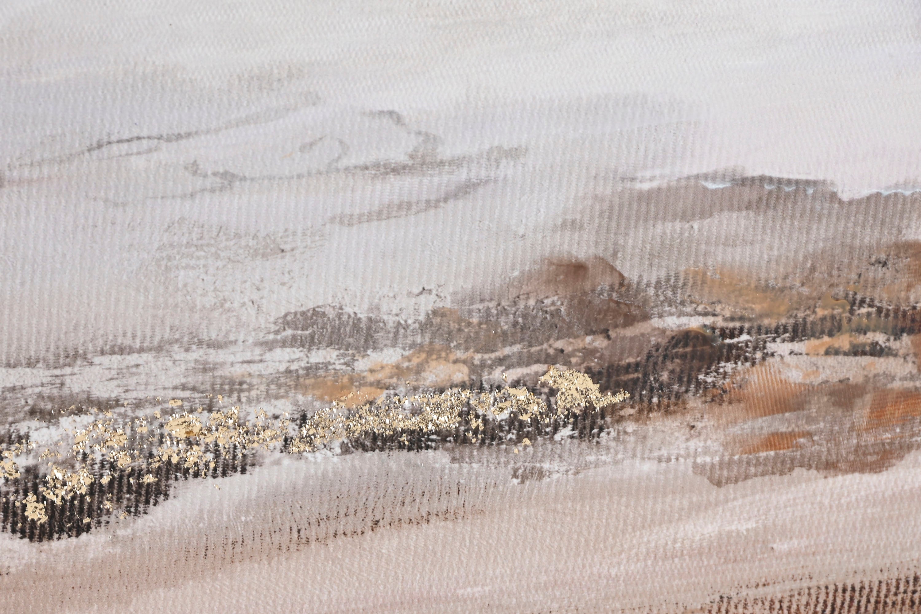 QUADRO ABSTRATO BEGE/DOURADO 153X53Cm