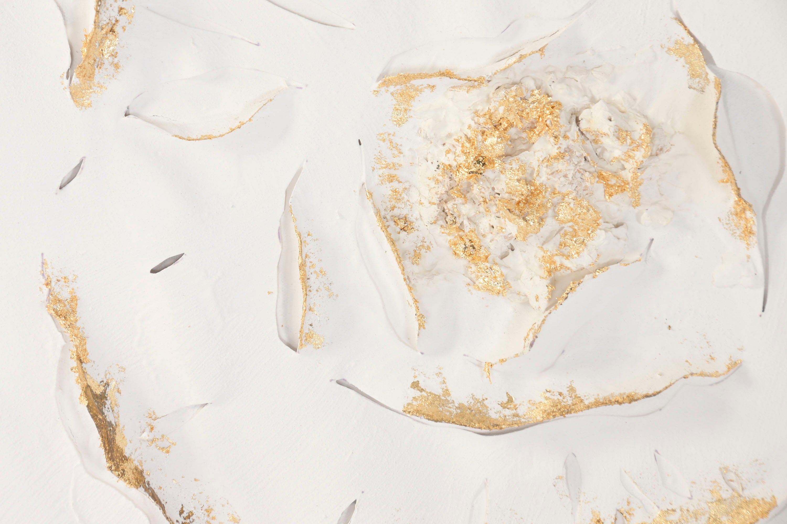 QUADRO FLOR BRANCO/DOURADO 82,5X82,5Cm