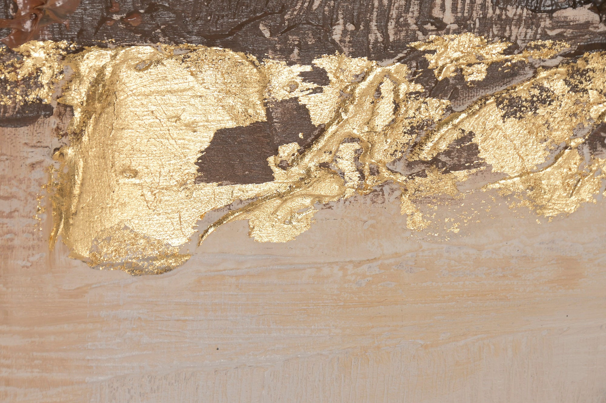 QUADRO ABSTRATO BEGE/DOURADO140X70Cm