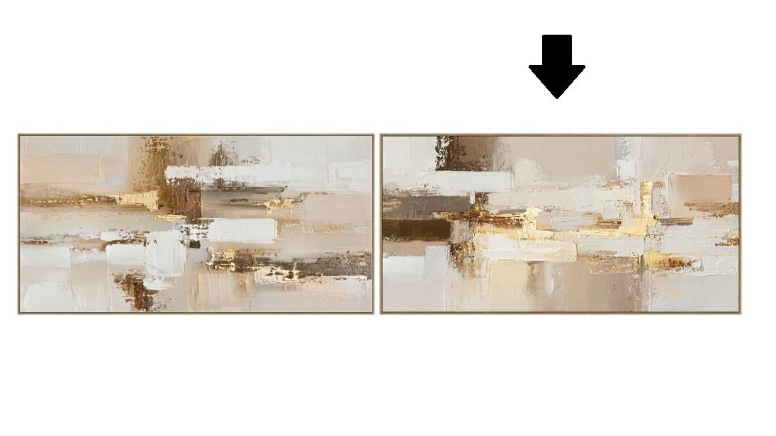 QUADRO ABSTRATO BEGE/DOURADO140X70Cm