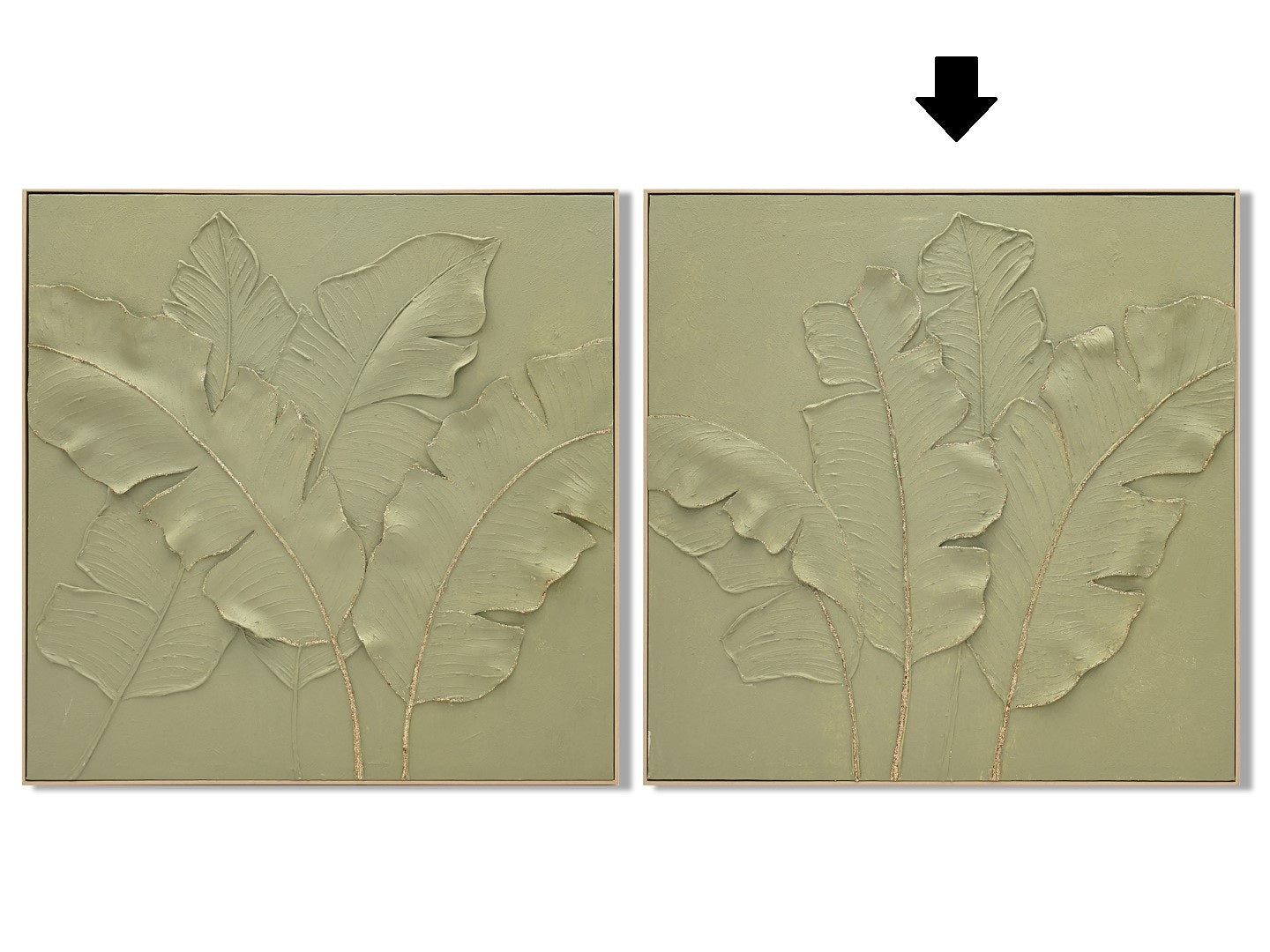 QUADRO FOLHAS VERDES 82X82Cm