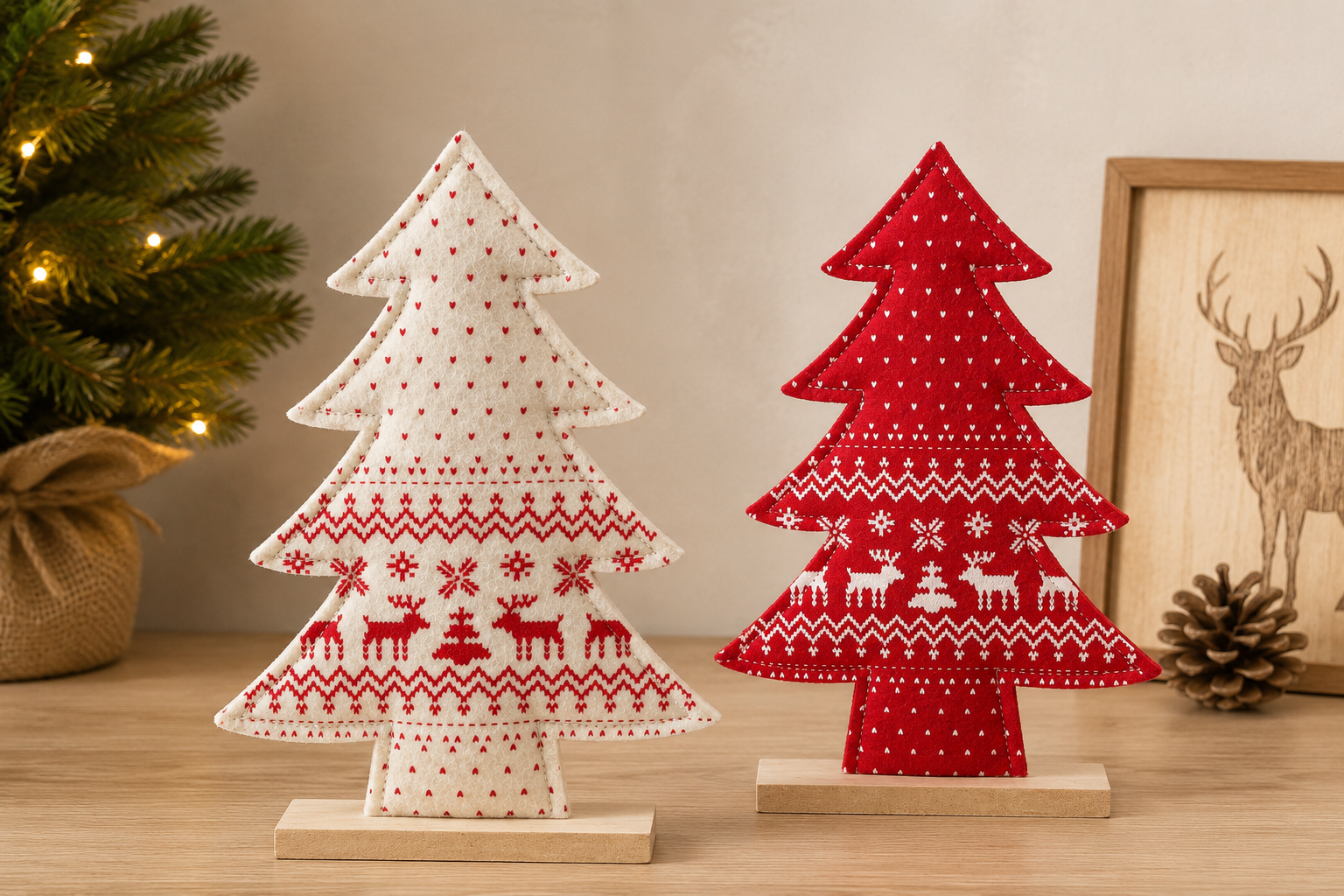 ÁRVORE NATAL VERMELHA/BRANCA 21Cm