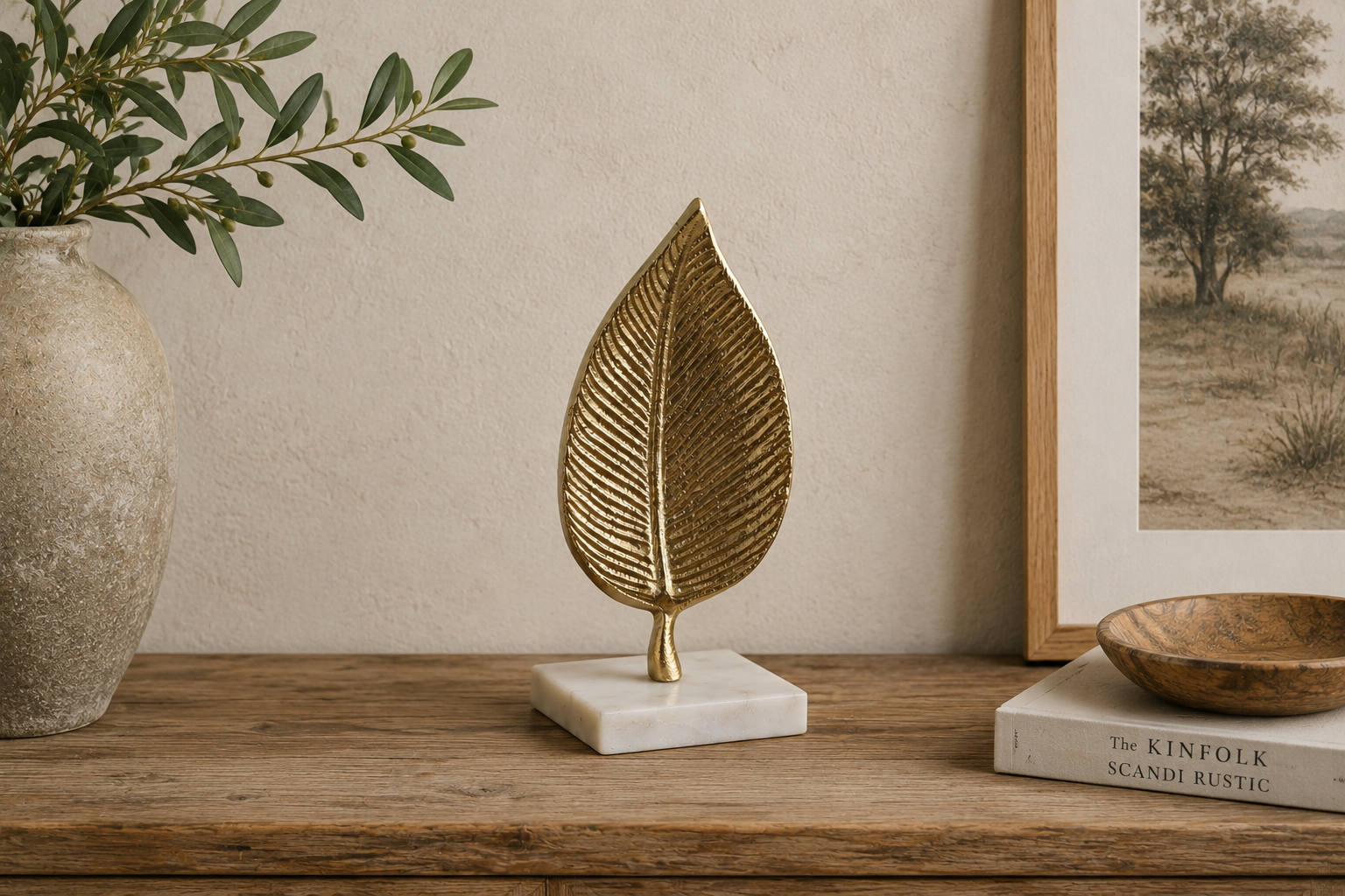 ESTATUETA FOLHA DOURADA 11,5X10X20,5Cm