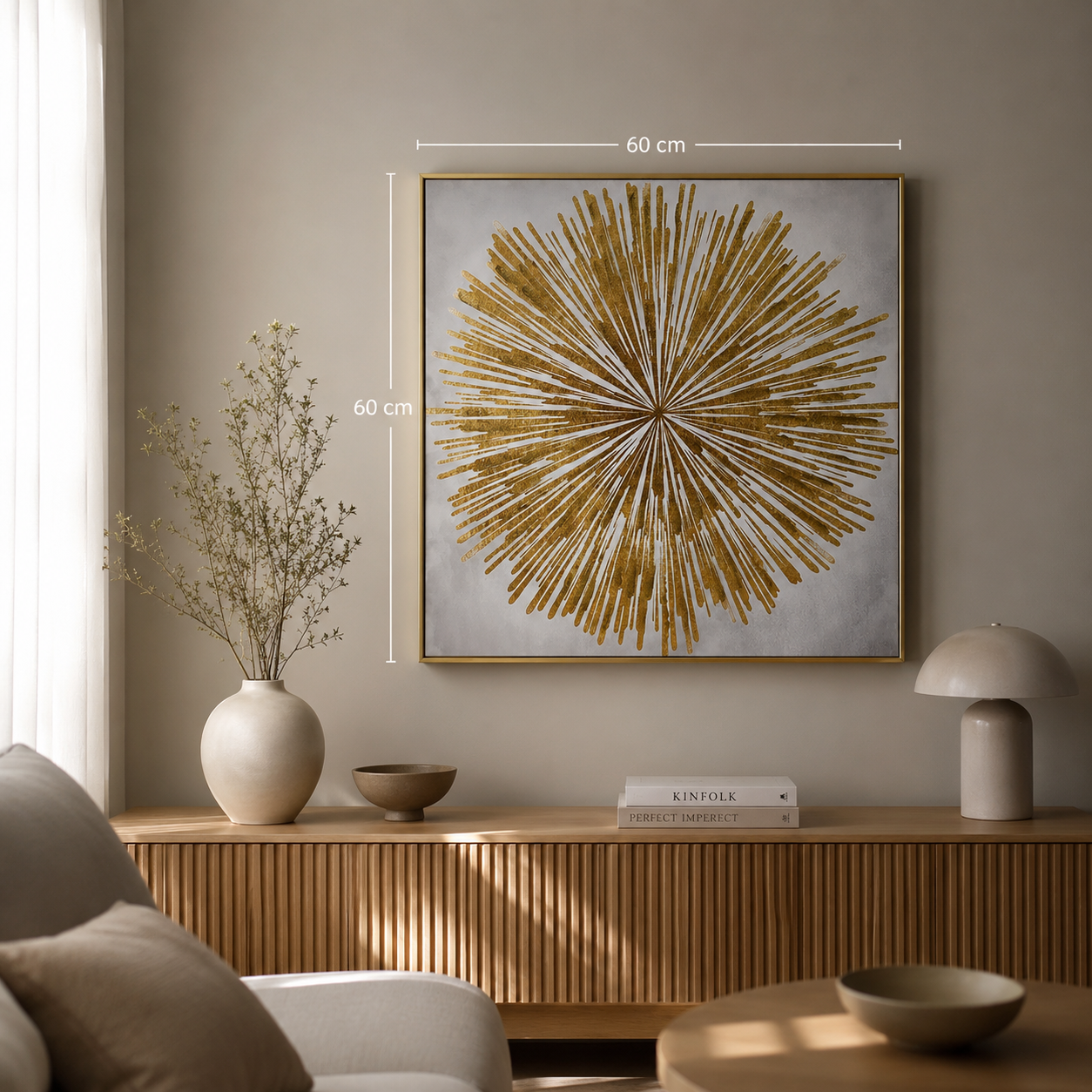 QUADRO ABSTRATO DOURADO 62X62Cm