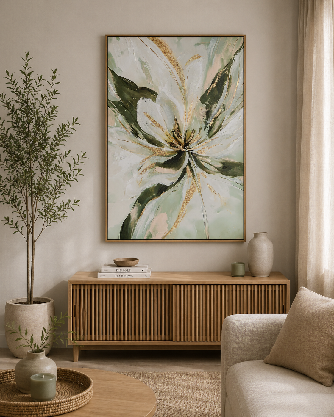 QUADRO FLOR VERDE 83X123Cm