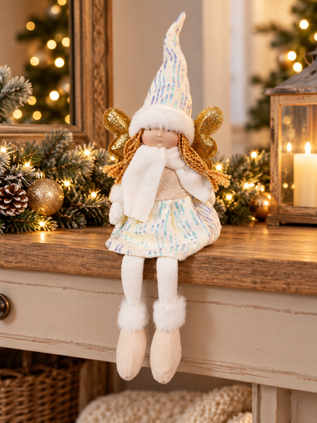 ANJO MENINA DE SENTAR C/ LED 14X8X55Cm