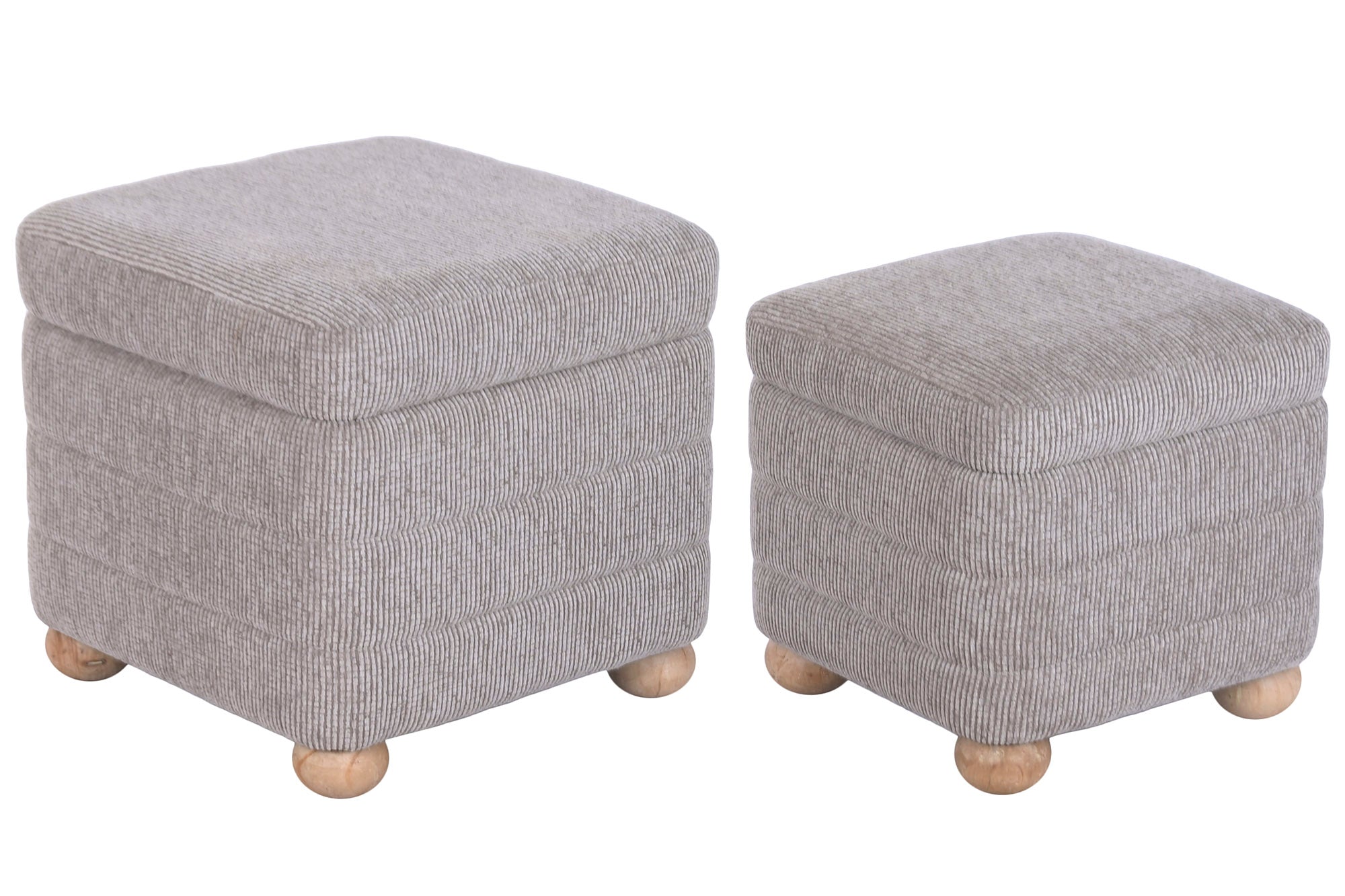 CONJ. 2 PUFFS TAUPE 43X43X40Cm/36X36X34Cm