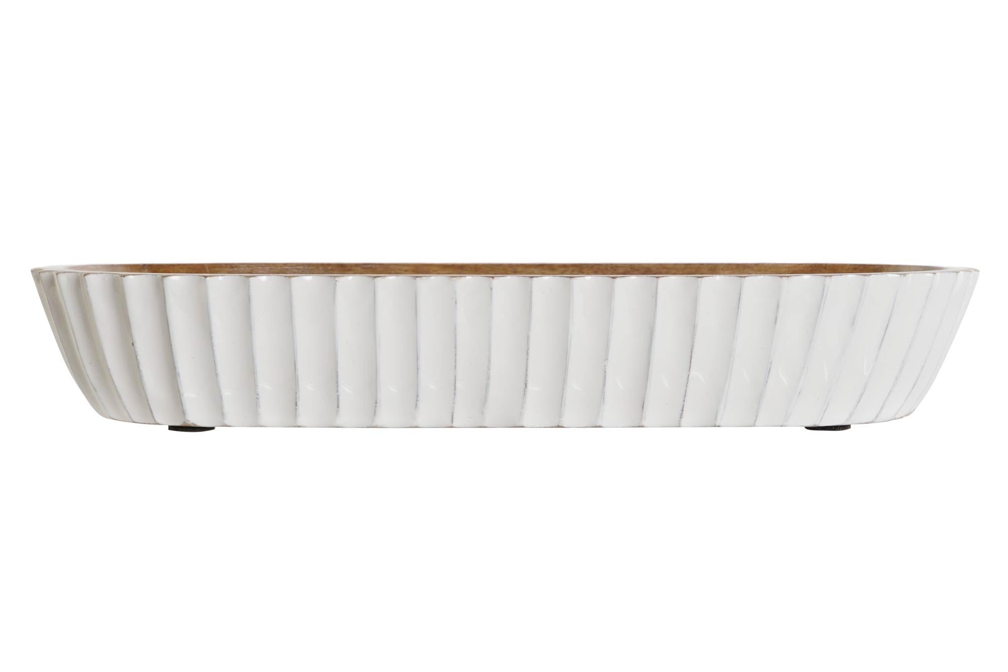 CENTRO MESA MADEIRA/BRANCO 32X15X5CM
