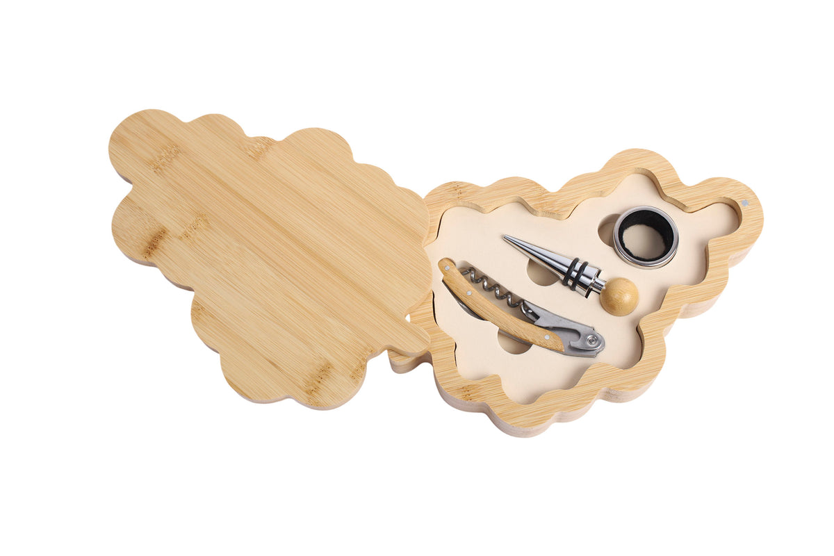 KIT VINHO BAMBU/INOX 15X24X4Cm