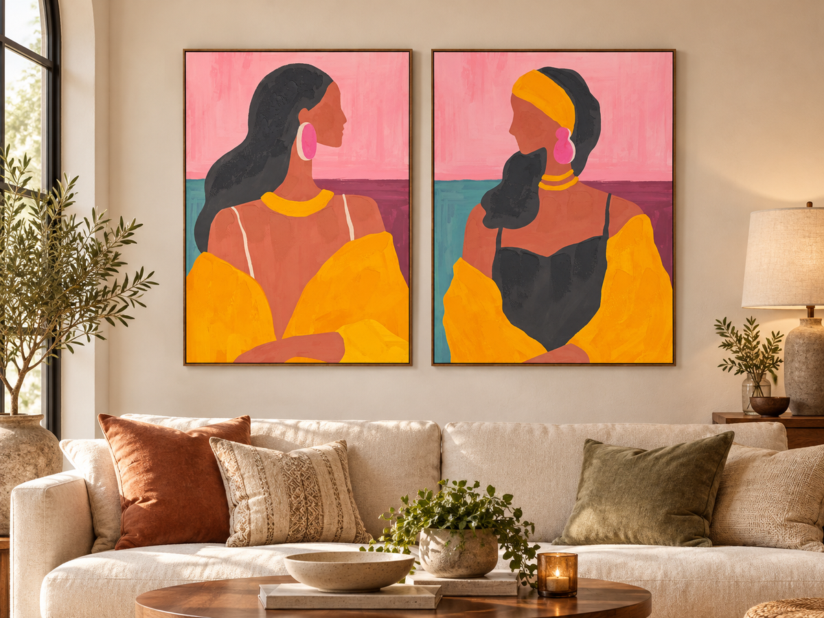 QUADRO MULHER COLORIDO 100X140Cm
