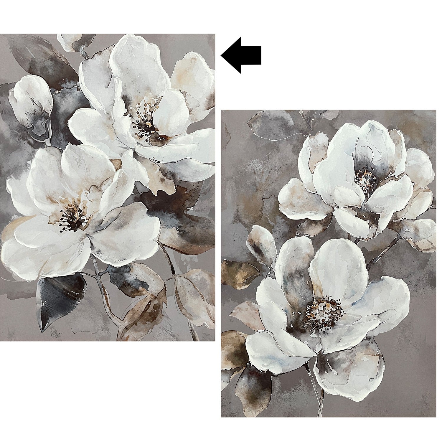 TELA FLORES CINZA/BRANCO 70X100CM