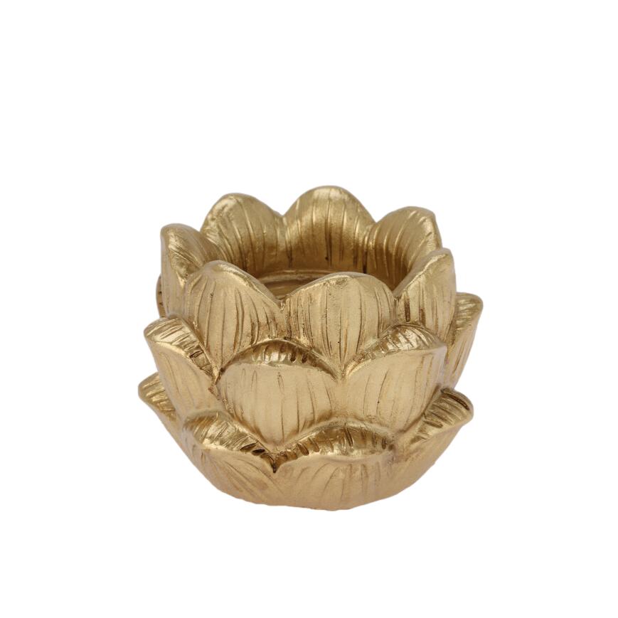 CASTIÇAL FLOR LOTUS DOURADO 9X9X7CM